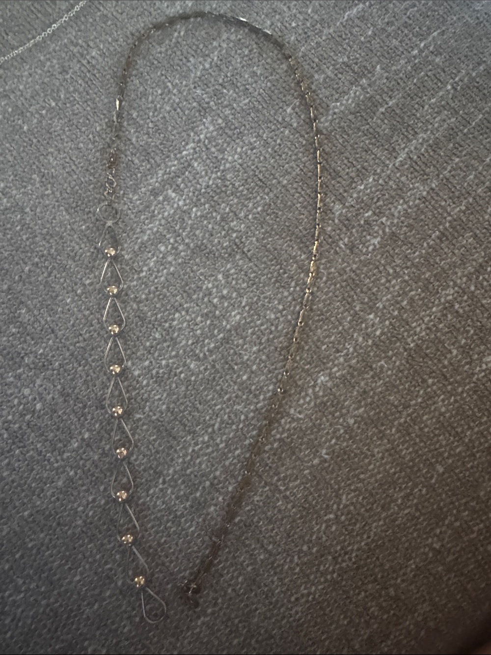 Minimalist Silver Teardrop Link Necklace with Bead Accents